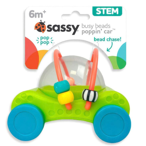 Sassy Busy Beads Poppin' Car | Push-Along Baby Toy 6m+ | KidzInc Australia