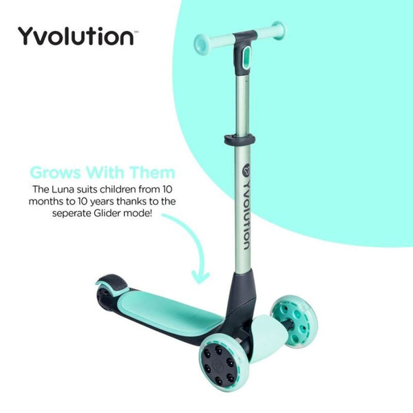 Yvolution Glider Luna 5-in-1 Scooter & Ride-On Green | KidzInc Australia 3