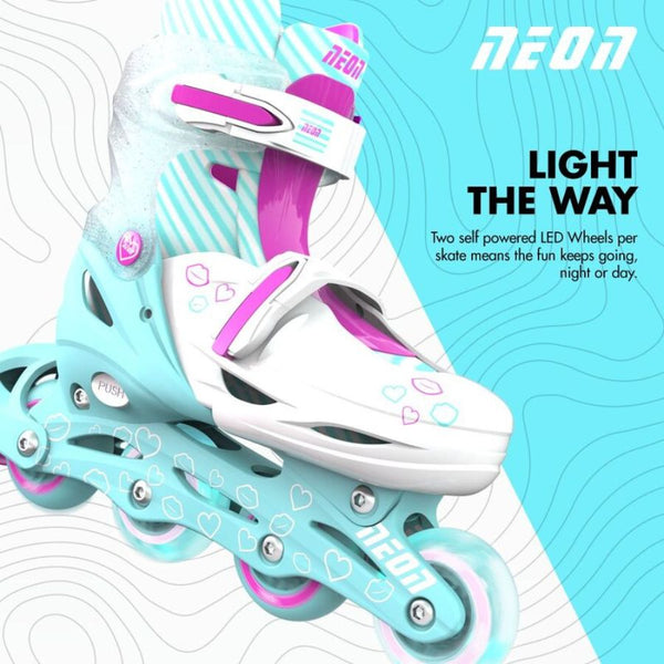 Yvolution Neon Inline Skates | Teal & Pink Adjustable Kids Skates | KidzInc Australia 6