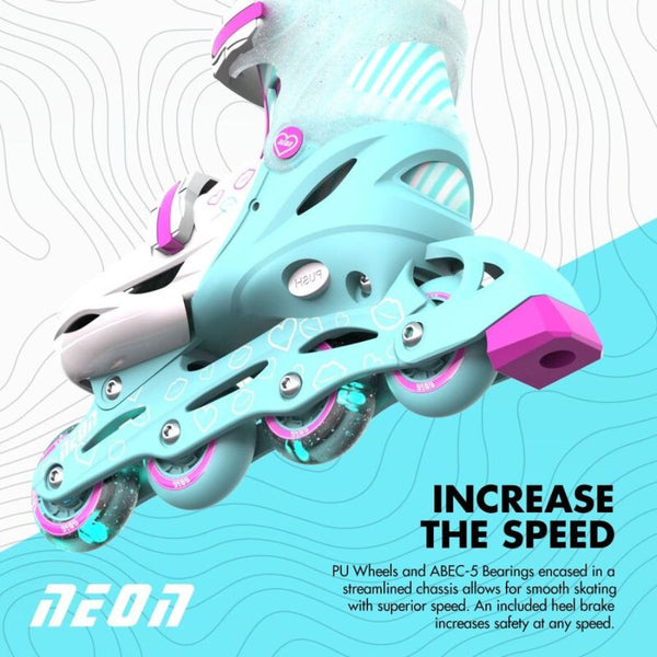 Yvolution Neon Inline Skates | Teal & Pink Adjustable Kids Skates | KidzInc Australia 5