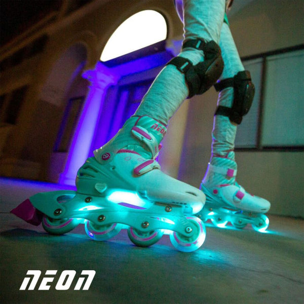 Yvolution Neon Inline Skates | Teal & Pink Adjustable Kids Skates | KidzInc Australia 4
