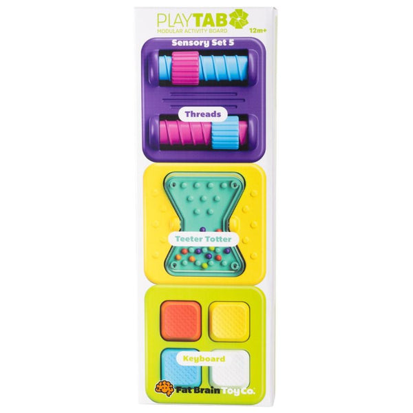 Fat Brain Toy Co PlayTab Tile Set 5 | Threads, Teeter Totter, Keyboard| KidzInc Australia