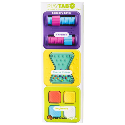 Fat Brain Toy Co PlayTab Tile Set 5 | Threads, Teeter Totter, Keyboard| KidzInc Australia