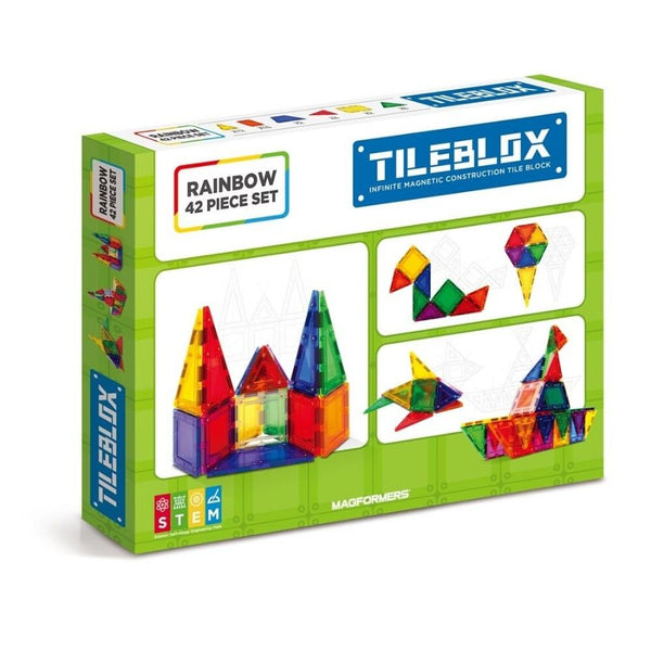 Magformers TileBlox Rainbow 42 Piece Set | Magnetic Tiles | KidzInc Australia 3