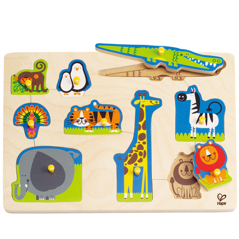 Hape - Wild Animal Peg Puzzle | KidzInc Australia | Online Educational Toy Store