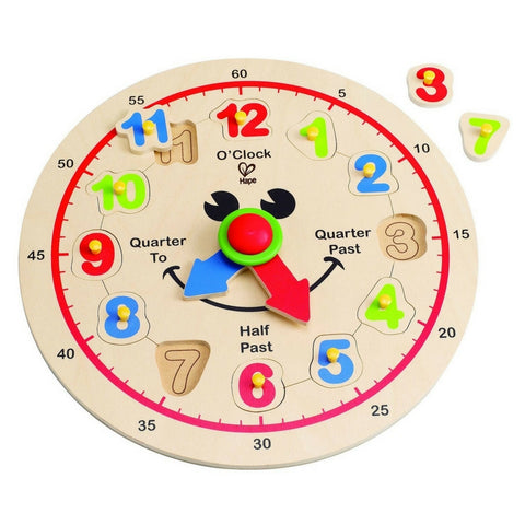 Hape - Happy Hour Clock Puzzle 12 Piece | KidzInc Australia | Online Educational Toy Store
