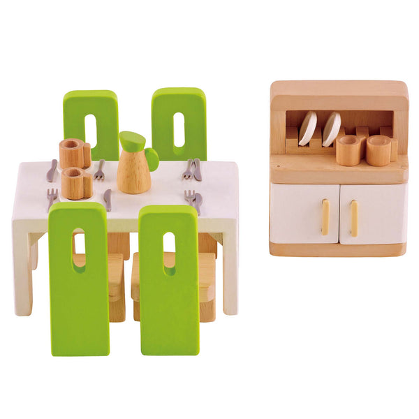 Hape - Doll House Furniture Modern Dining Room | KidzInc Australia | Online Educational Toy Store