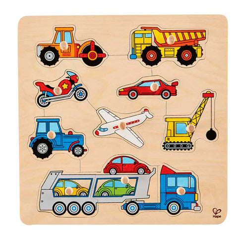 Hape - Inlay Board Vehicles | KidzInc Australia | Online Educational Toy Store