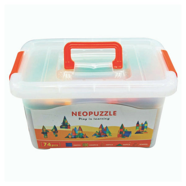 NeoPuzzle Magnetic Tiles - 74 Piece Set | KidzInc Australia | Online Educational Toy Store