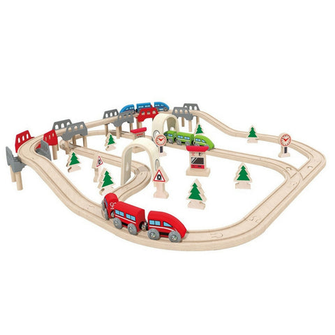 Hape - High & Low Railway Wooden Train Set | KidzInc Australia | Online Educational Toy Store