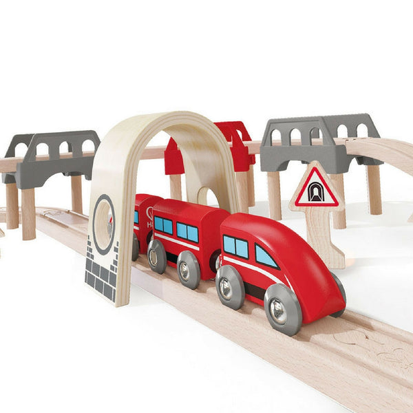 Hape - High & Low Railway Wooden Train Set | KidzInc Australia | Online Educational Toy Store