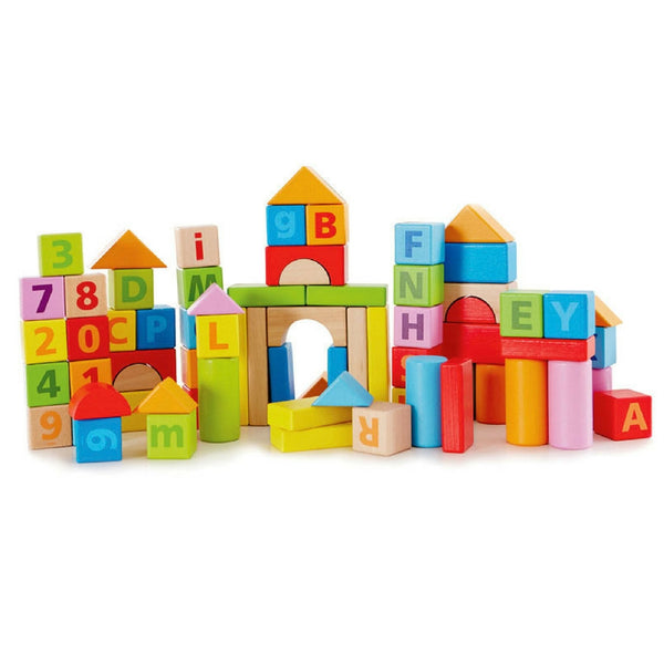 Hape - Beech Wood Count and Spell Blocks 80 Pieces | KidzInc Australia | Online Educational Toy Store