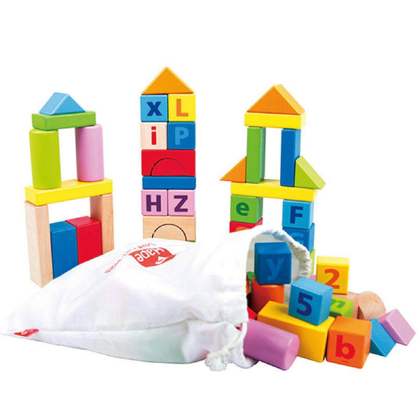 Hape - Beech Wood Count and Spell Blocks 80 Pieces | KidzInc Australia | Online Educational Toy Store