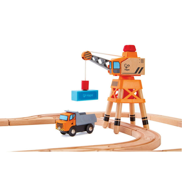 Hape - Railway Large Boom Crane | KidzInc Australia | Online Educational Toy Store