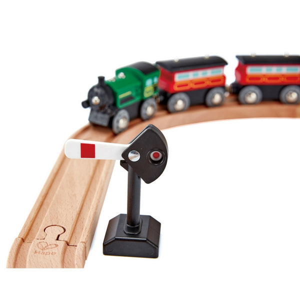 Hape - Railway Mechanical Signals and Track Set | KidzInc Australia | Online Educational Toy Store