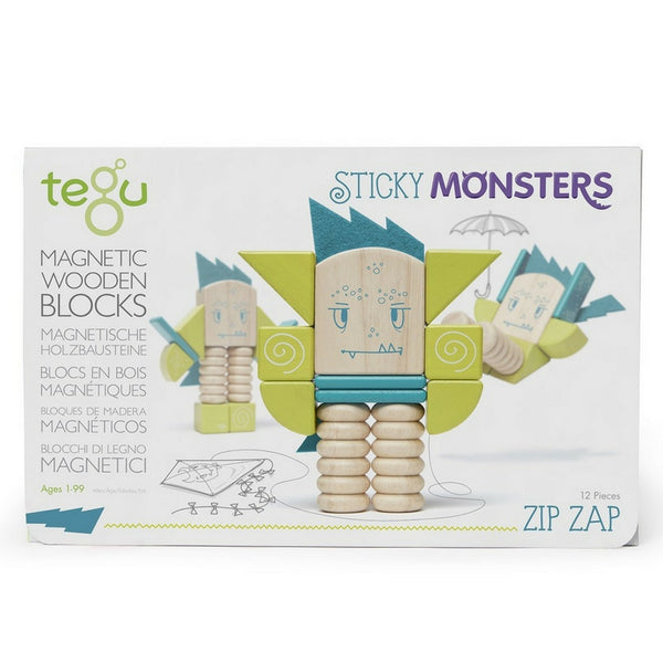 Tegu - Sticky Monsters  Zip Zap 12 Pieces | KidzInc Australia | Online Educational Toy Store