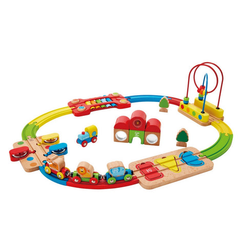 Hape - Rainbow Puzzle Railway Wooden Train Set | KidzInc Australia | Online Educational Toy Store