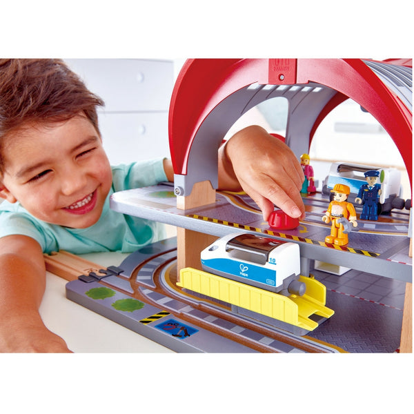 Hape - Grand City Station Train Set | KidzInc Australia | Online Educational Toy Store