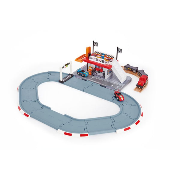 Hape Race Track Station | Wooden Race Car Sets | KidzInc Australia | Educational Toys Online