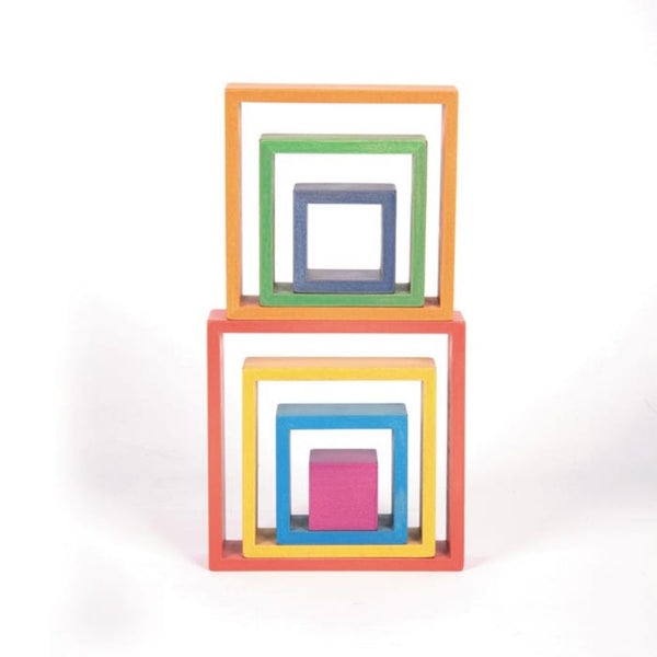 TickiT Rainbow Architect Squares Wooden Blocks | KidzInc Australia | Online Educational Toys 4