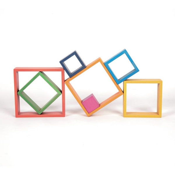 TickiT Rainbow Architect Squares Wooden Blocks | KidzInc Australia | Online Educational Toys 3