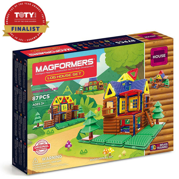 Magformers Log House Set 87 Pieces |Magnetic Construction Toy| KidzInc