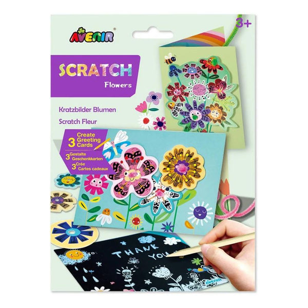 Avenir Scratch Greeting Card Flowers | Scratch Art for Kids | KidzInc