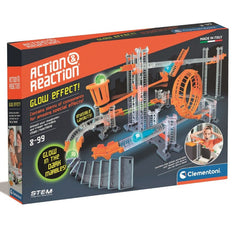 Clementoni Action & Reaction Glow In The Dark – Kit De Expansión Con Canicas Que Brillan En La Oscuridad, Pistas Transparentes Y Efectos Sorprendentes