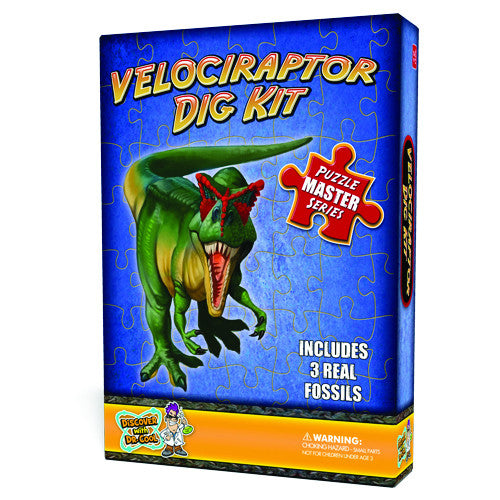 Discover with Dr Cool - Velociraptor Dinosaur Dig Kit and Puzzle | KidzInc Australia | Online Educational Toy Store