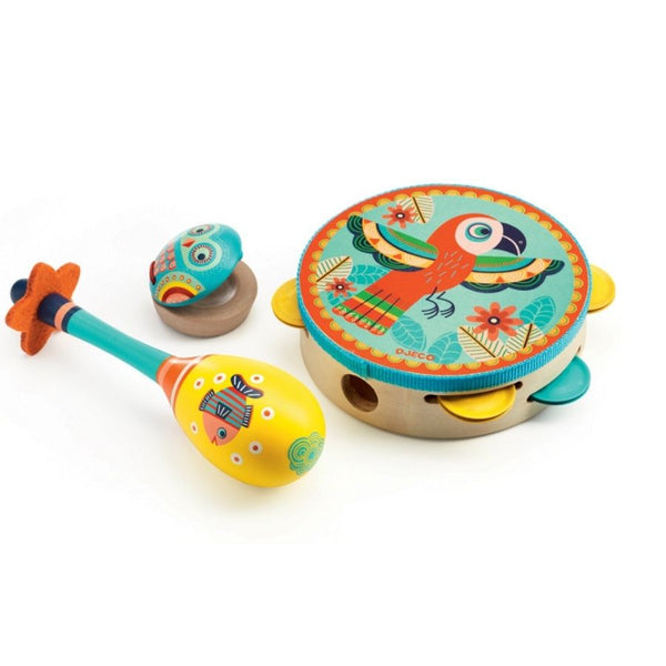 Djeco Animambo Wooden Set Of 3 Music Instruments | KidzInc Australia Educational Toys Online