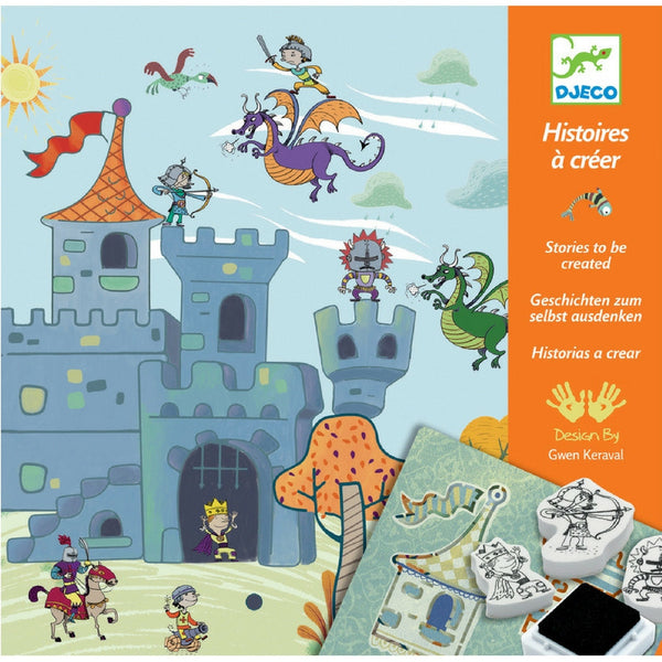 Djeco - Knights Create A Story Stamp and Stencil Kit | KidzInc Australia | Online Educational Toy Store