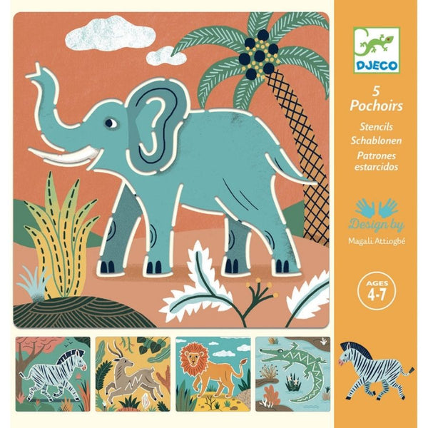 Djeco Wild Animals Stencils | Craft Kit for Kids | KidzInc Australia