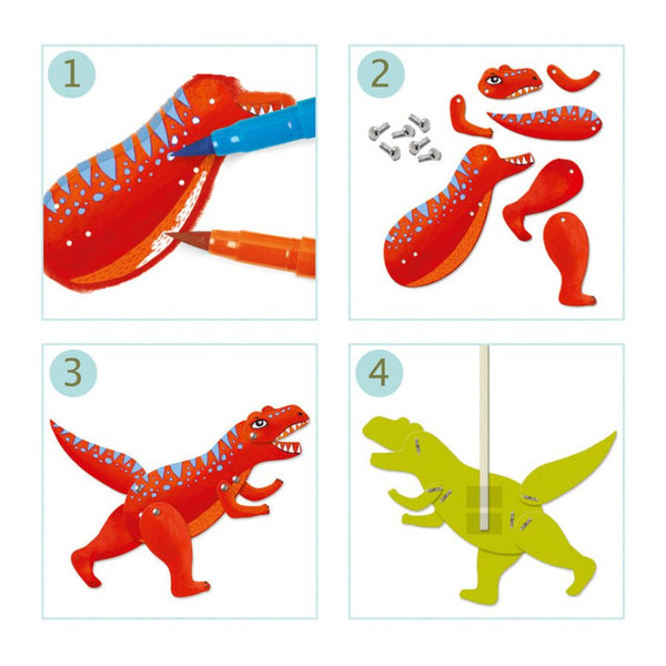 Djeco Dinosaur Small Puppets Craft Kit | KidzInc Australia 3