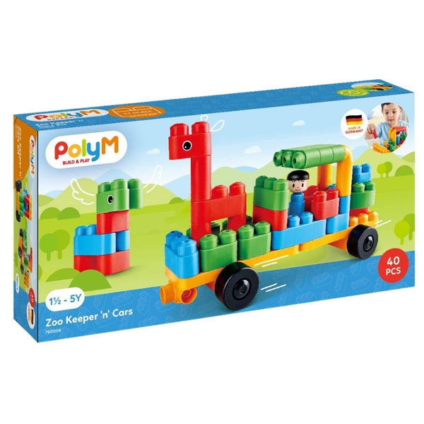 PolyM Zoo Keeper N Cars Set Building Blocks | KidzInc Australia | Educational Toys Online