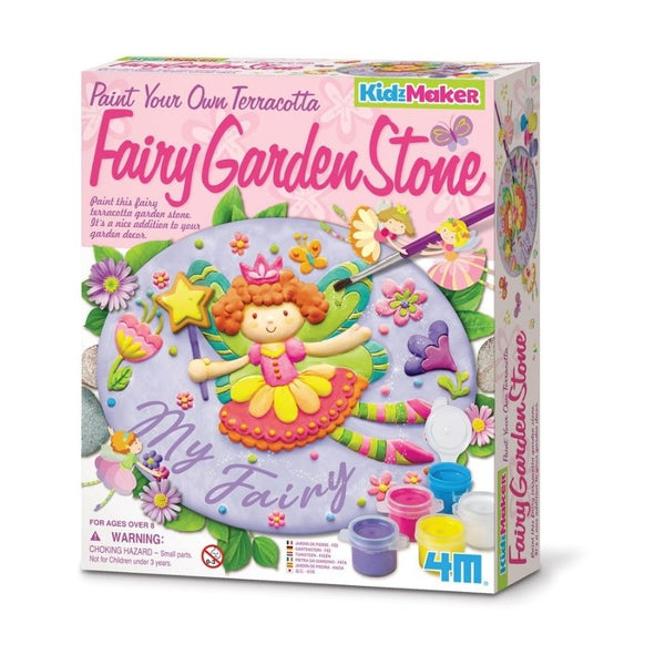 4M Toys KidzMaker Paint Your Own Fairy Garden Stone Craft Kit |KidzInc