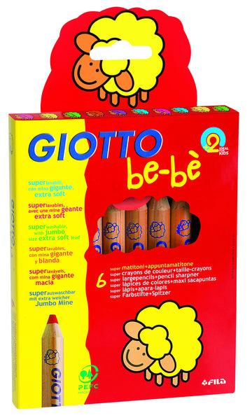 Giotto - Be-Be Super Jumbo Coloured Pencils (Packet of 6) | KidzInc Australia | Online Educational Toy Store