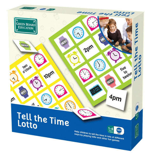 Green Board Education - Tell The Time Lotto Game | KidzInc Australia | Online Educational Toy Store