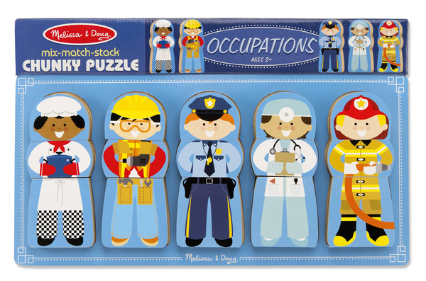 Melissa & Doug Mix Match Stack Chunky Puzzle - Occupations | KidzInc Australia | Online Educational Toy Store