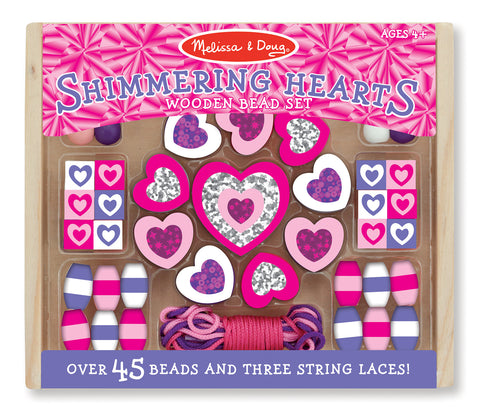 Melissa & Doug - Wooden Shimmering Hearts Bead Set | KidzInc Australia | Online Educational Toy Store