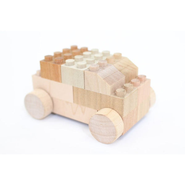 Mokulock Wooden Building Blocks Bubu Car 14 Pieces | KidzInc Australia 2