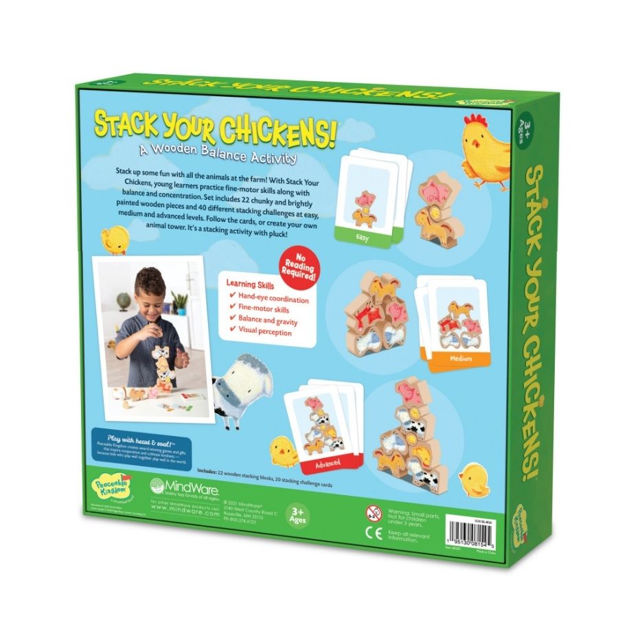Peaceable Kingdom Stack Your Chickens Game | Wooden Game | KidzInc