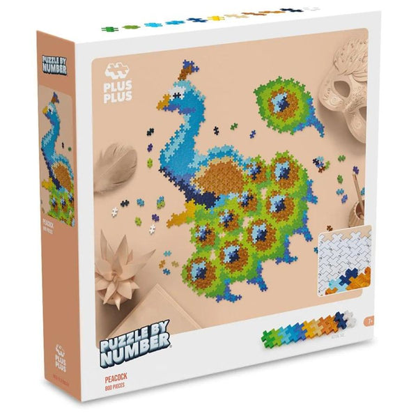 Plus-Plus Puzzle By Number Peacock 800 Pieces | KidzInc Australia