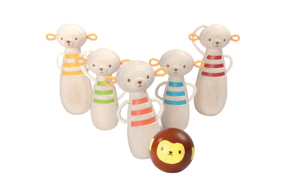Plan Toys - Monkey Bowling | KidzInc Australia | Online Educational Toy Store