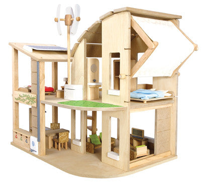Plan Toys - Green Dollhouse with Furniture | KidzInc Australia | Online Educational Toy Store