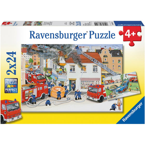 Ravensburger 2x24 pc -Busy Fire Brigade Puzzle | KidzInc Australia | Online Educational Toy Store