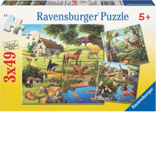 Ravensburger 3x49 pc -Forest Zoo & Pets Puzzle | KidzInc Australia | Online Educational Toy Store