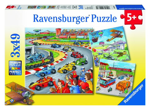 Ravensburger 3x49 pc - Moving Vehicles Puzzle | KidzInc Australia | Online Educational Toy Store