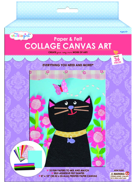 My Studio Girl - Paper & Felt Collage Canvas Art Cat | KidzInc Australia | Online Educational Toy Store