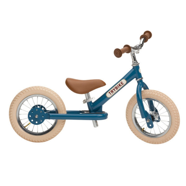 Trybike Blue Vintage Trybike Cream Tyres and Chrome |KidzInc Australia | Online Educational Toys