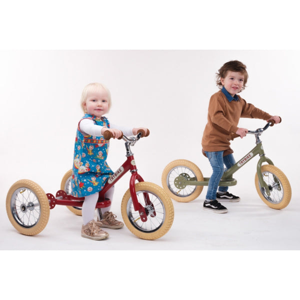 Trybike Red Vintage with Cream Tyres and Chrome (3 wheel) | KidzInc Australia | Online Educational Toys